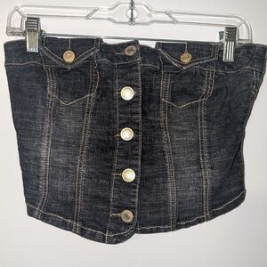 Y2K Vintage Hydraulic Denim Bustier Corset Top